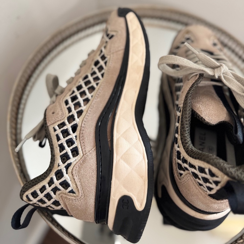 Authentic Chanel Suede Cc Interlocking Sneakers W… - image 5